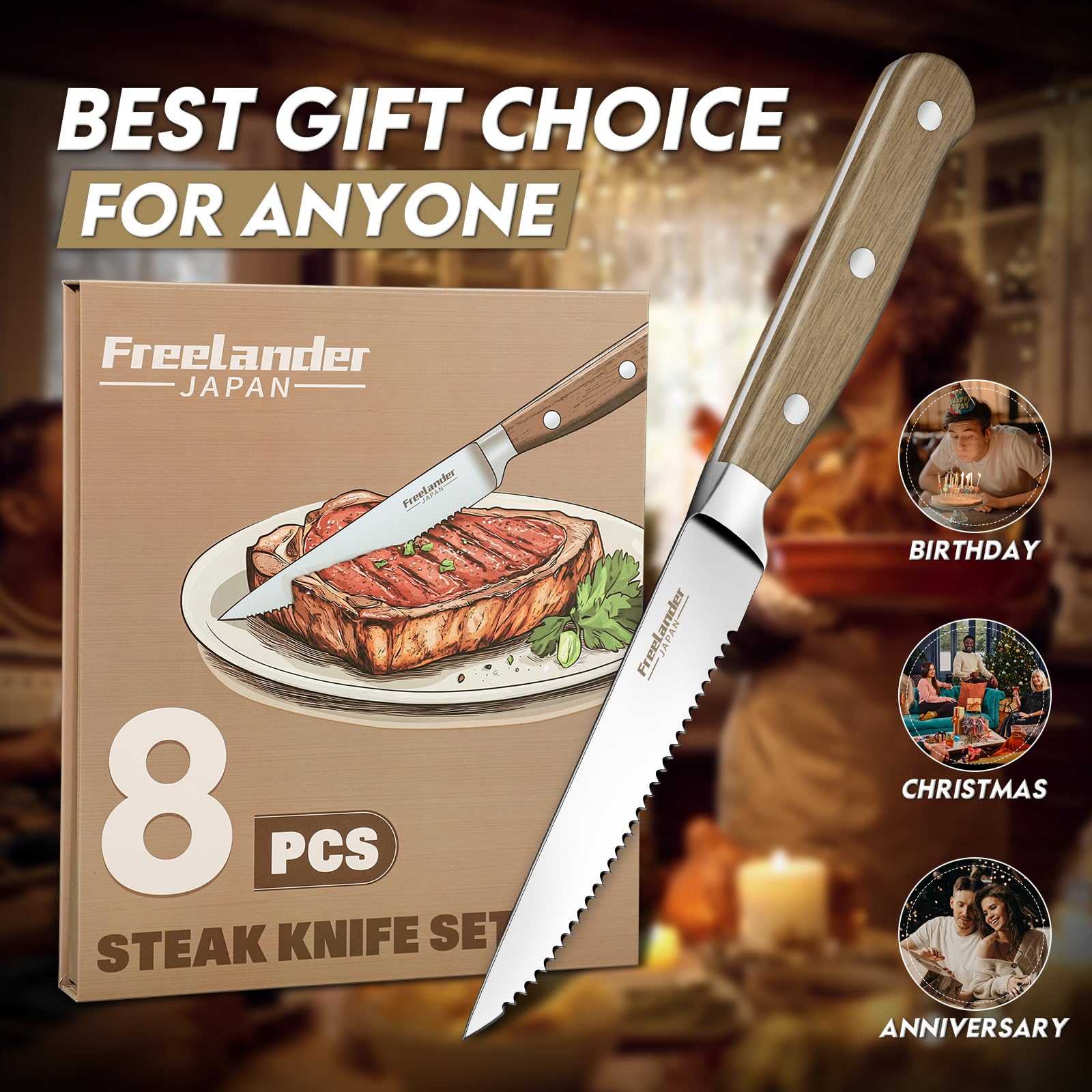 Freelander gift-ready knife set perfect for holidays and celebrations.