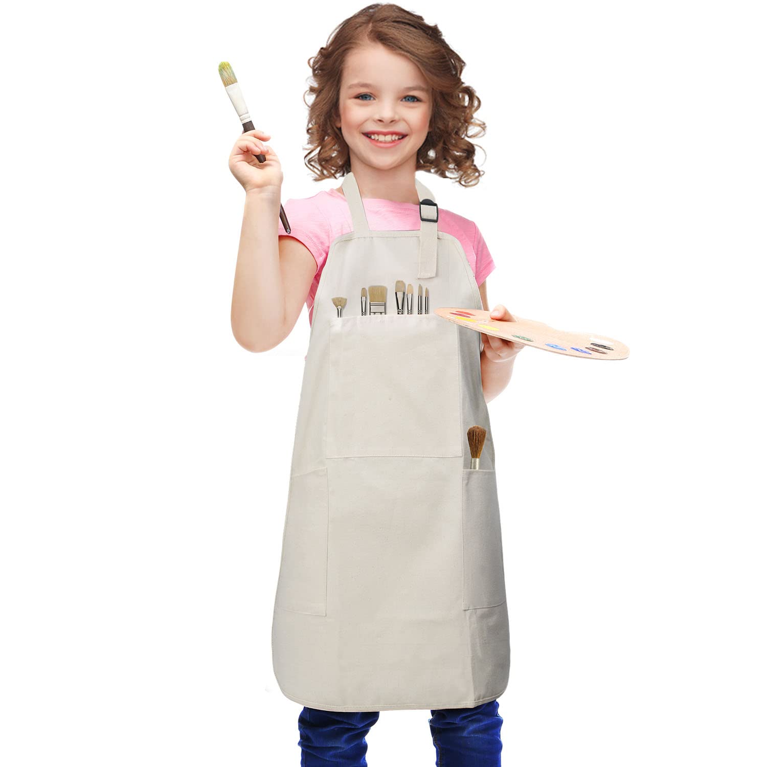 FreeNFond Kids Apron front view with adjustable neck strap for growing kids.