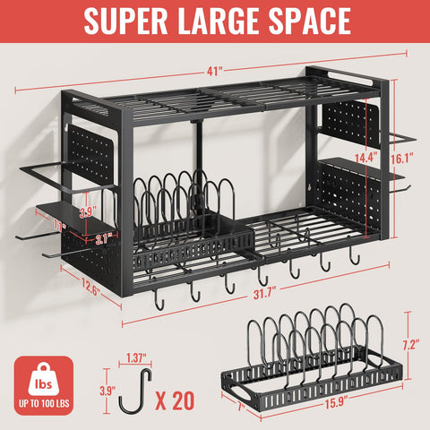Freexployer 2-tier kitchen rack with pot lid organizer keeps essentials within reach