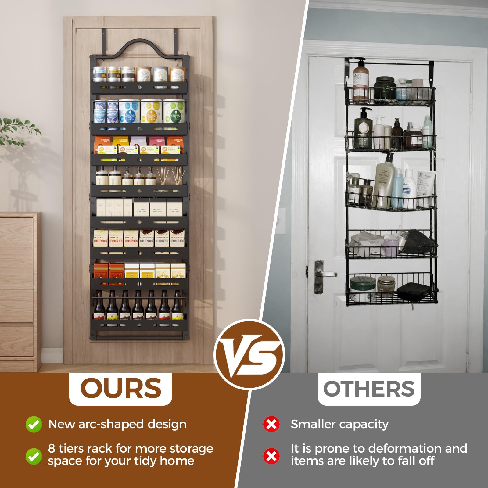 Freexployer 8-tier rack maximizes pantry space and daily organization.