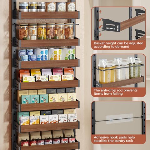 Freexployer 8-Tier Spice Rack offers 20-pound per-basket load capacity for heavier items.