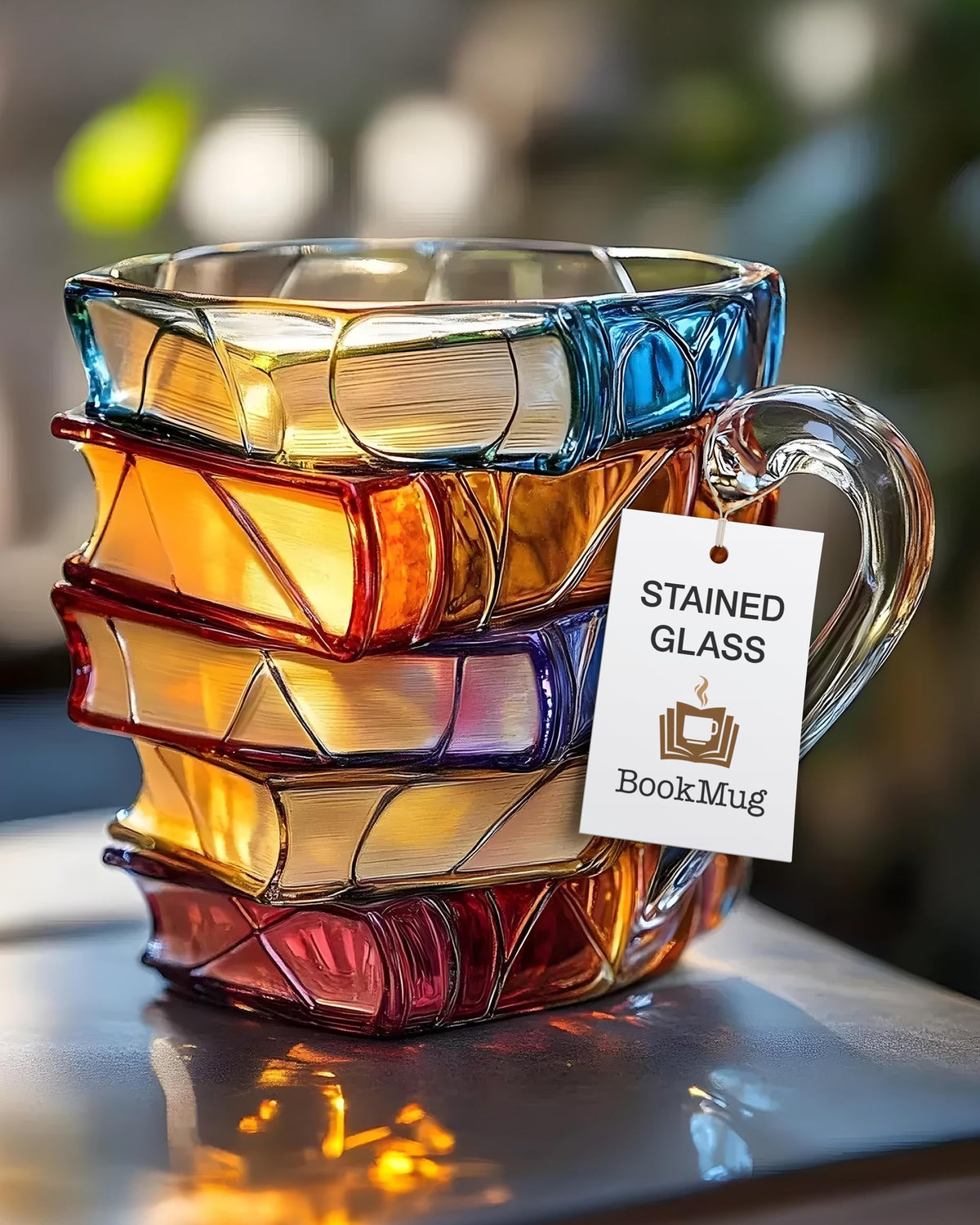 Freeze2Trim Chapter Book Mug 3D Stack glows in natural light, ideal for readers.