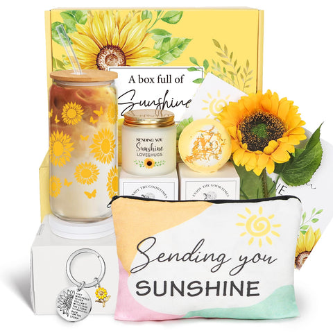 Frerdui sunflower gift box ready for gifting, vibrant and celebratory