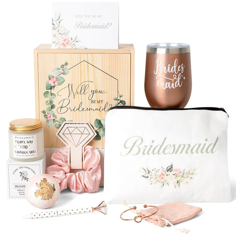 Frerdui bridesmaid proposal box wooden front view for a heartfelt invitation