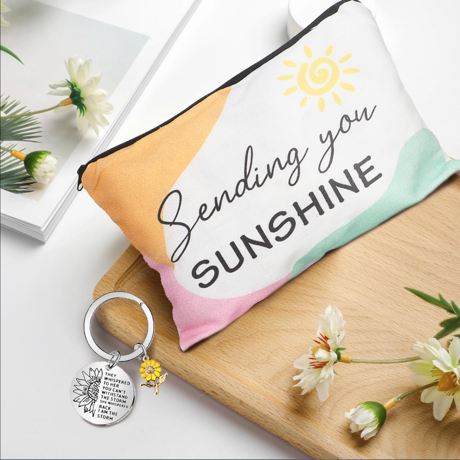 Frerdui cosmetic bag for organizing essentials in sunflower style