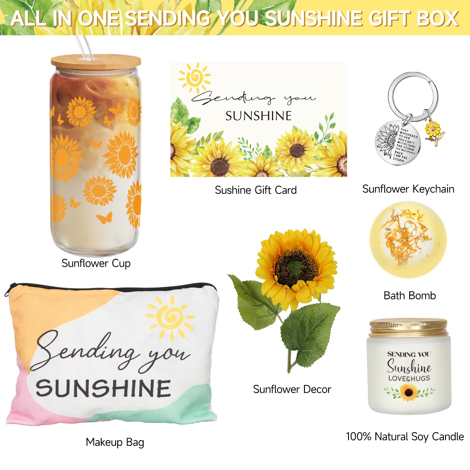 Frerdui decorative sunflower accent enhances gift display