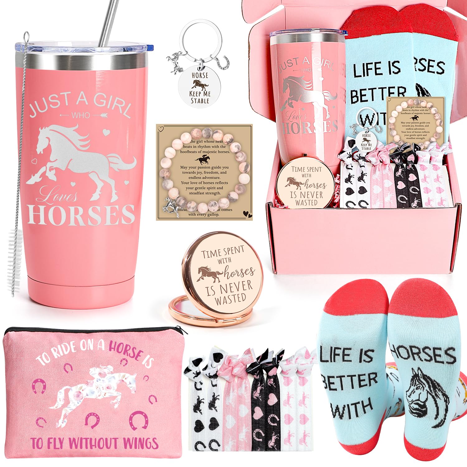 Frerdui 20 oz horse tumbler keeps drinks cold or hot for hours