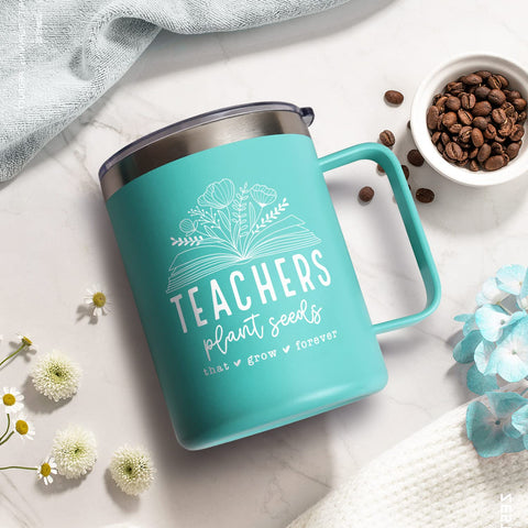 Frerdui Teacher Tumbler ergonomic handle enables easy one-handed use.