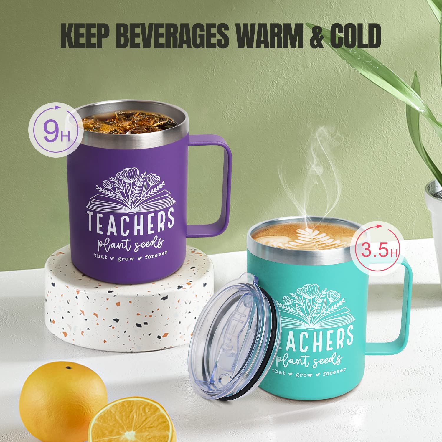 Frerdui Teacher Tumbler leak-proof lid prevents spills during commutes and travel.