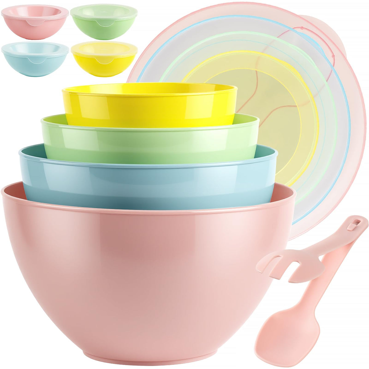 Freshmage 16-piece nesting mixing bowls set for organized meal prep.
