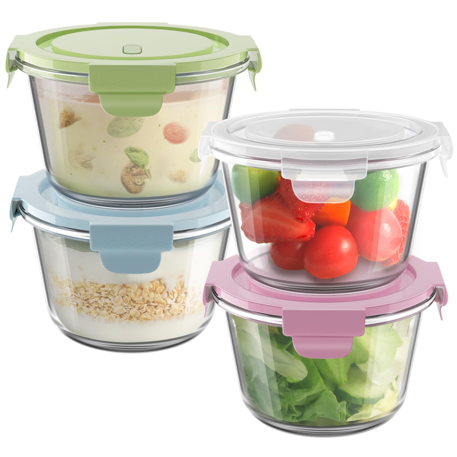 Freshmage 16oz glass meal prep container stack saves pantry space.