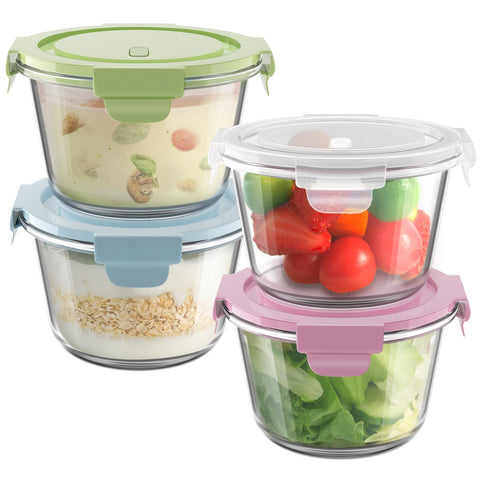 Freshmage 16oz glass meal prep container stack saves pantry space.