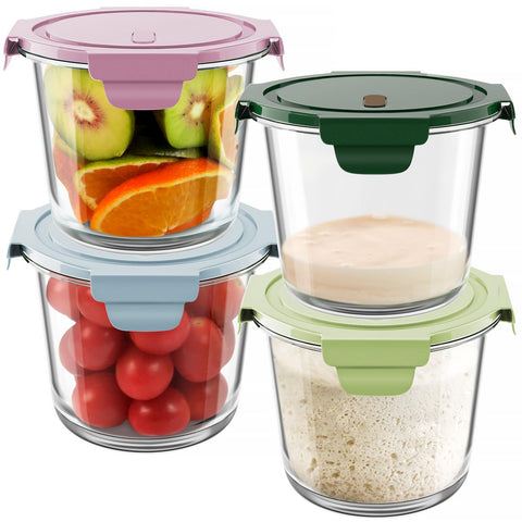 Freshmage 23oz glass meal prep container with lids for organized fridge storage