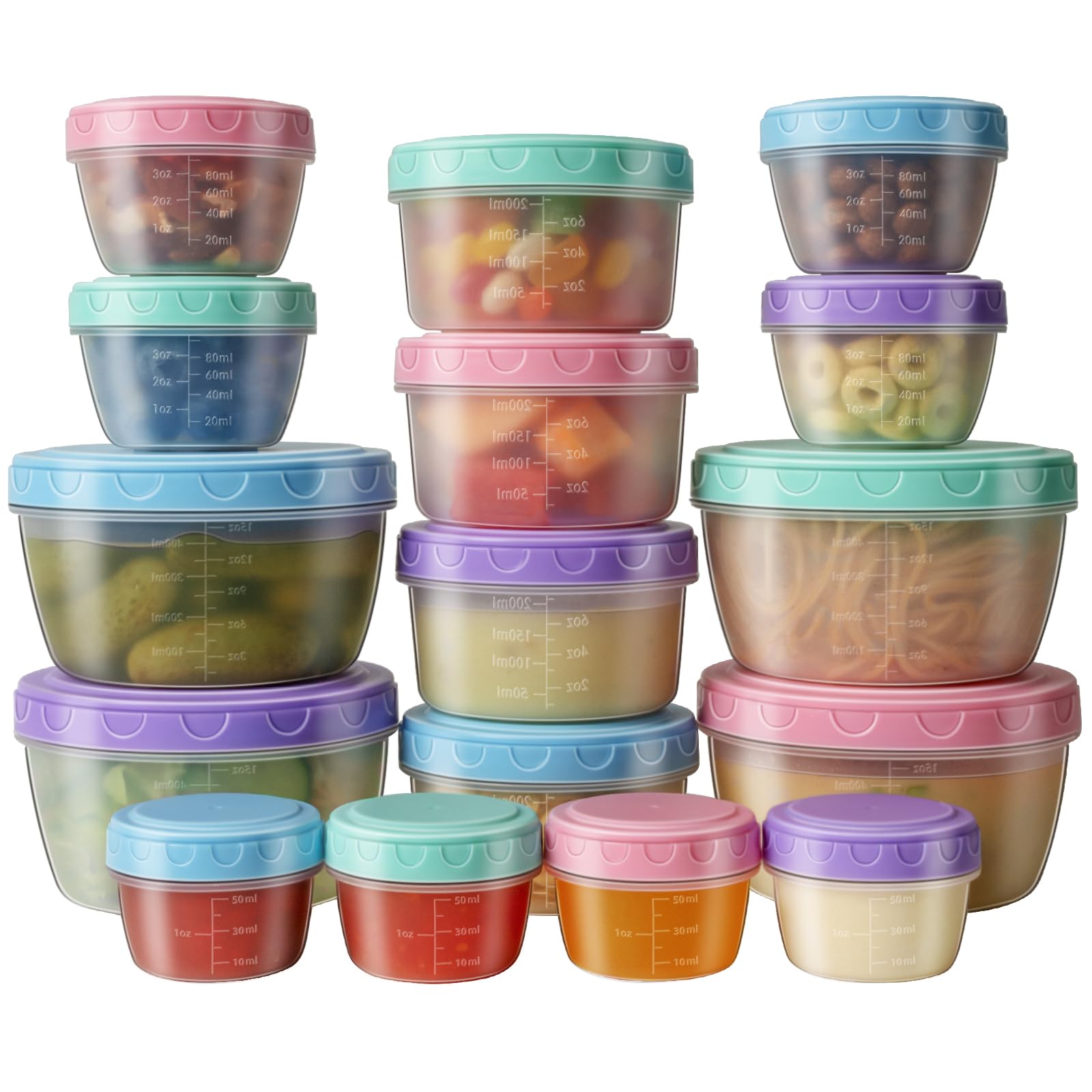 Freshmage 32pc freezer set with lids keeps meals organized and leakproof for on-the-go storage.