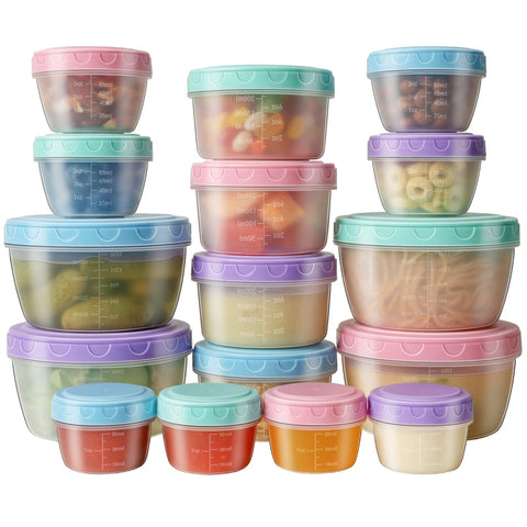 Freshmage 32pc freezer set with lids keeps meals organized and leakproof for on-the-go storage.