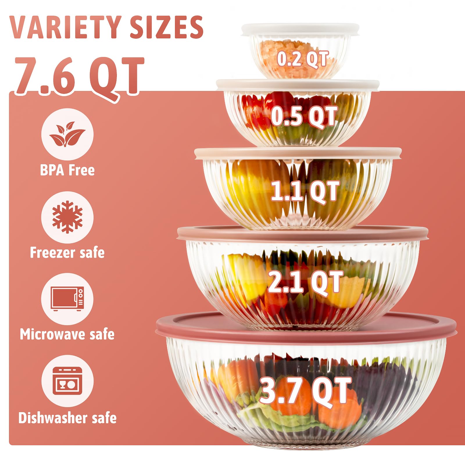 Freshmage borosilicate glass 0.2 qt bowl with lid closeup for precise mixing.
