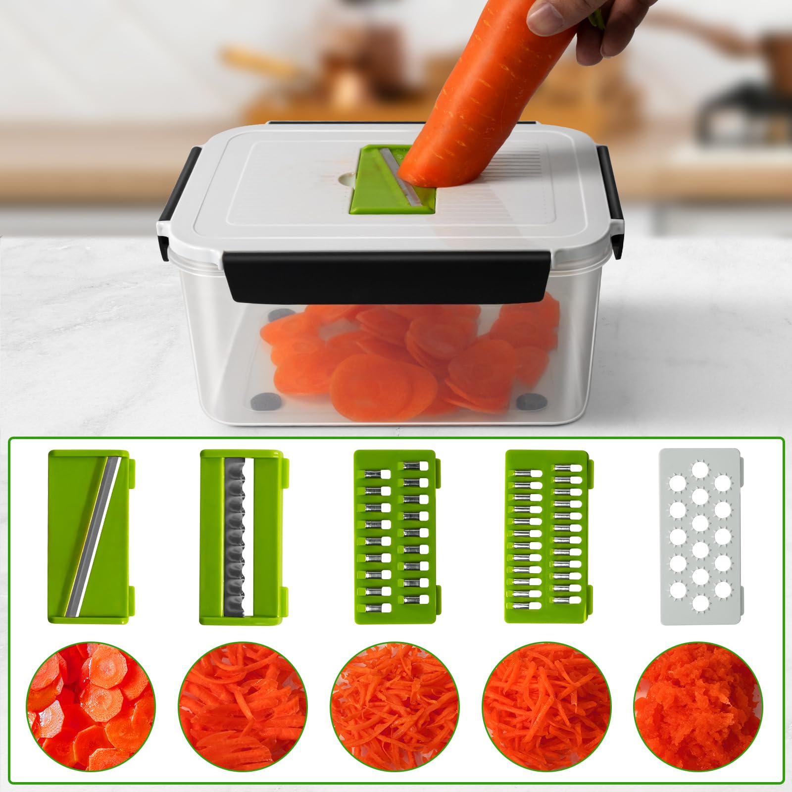 Freshmage built-in chopper enables quick prep-ready slicing and shredding.