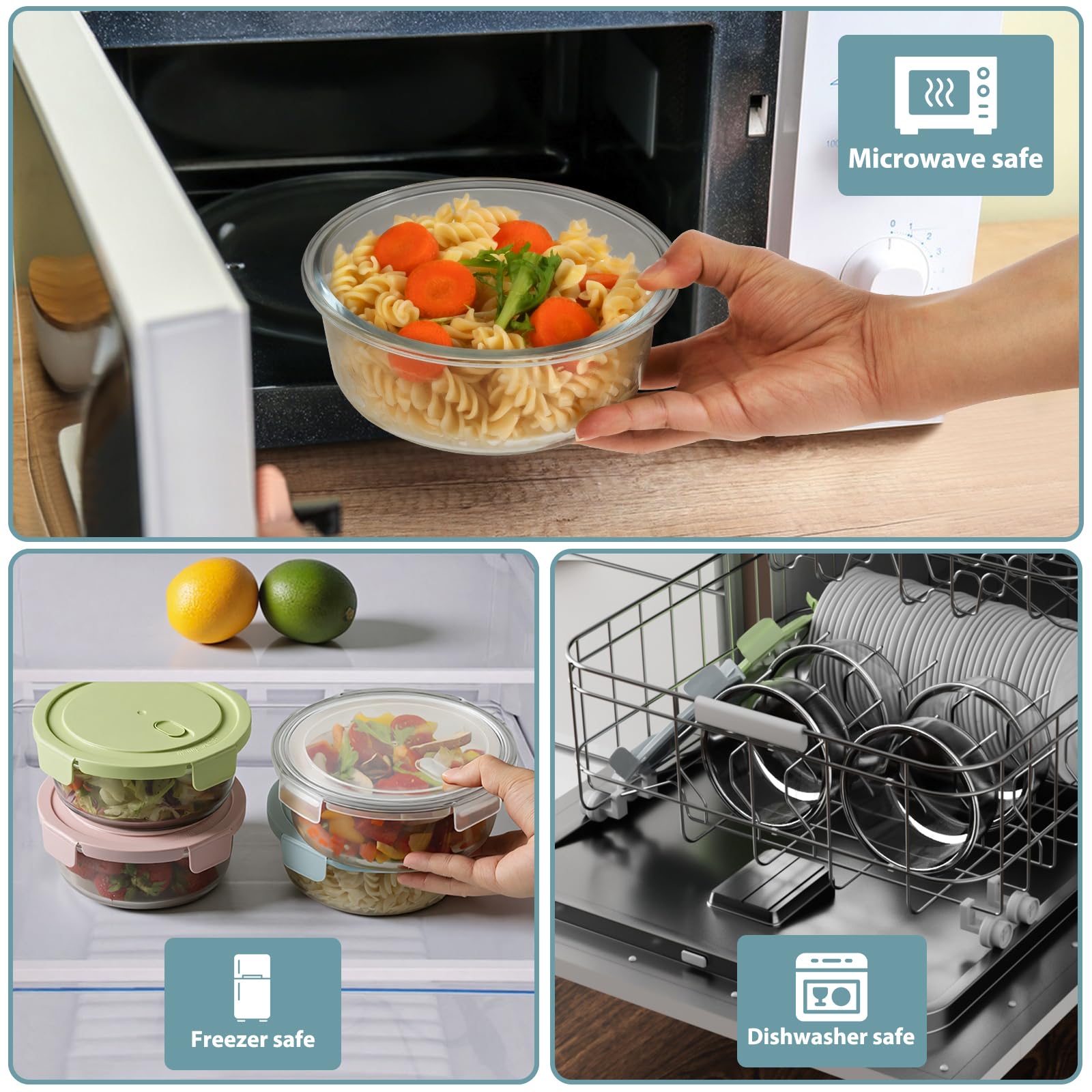 Freshmage dishwasher-safe glass containers simplify post-meal cleanup.