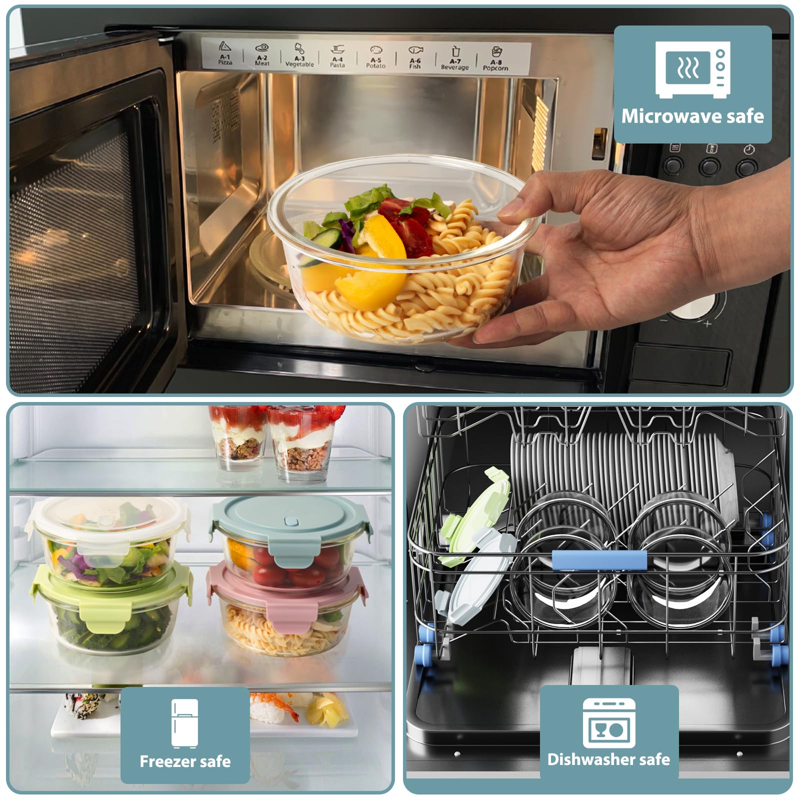 Freshmage four-pack 2.5-cup containers ideal for meal prep and leftovers.