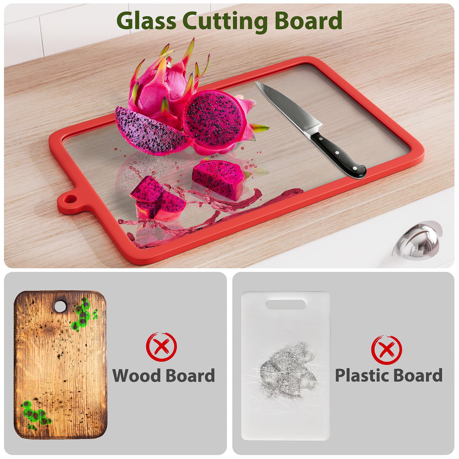 Freshmage glass cutting board dishwasher safe for quick, hassle-free cleanup