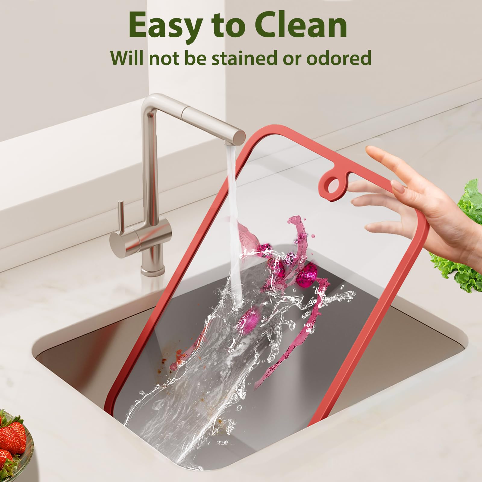 Freshmage glass cutting board heat-resistant up to 350F doubles as a trivet