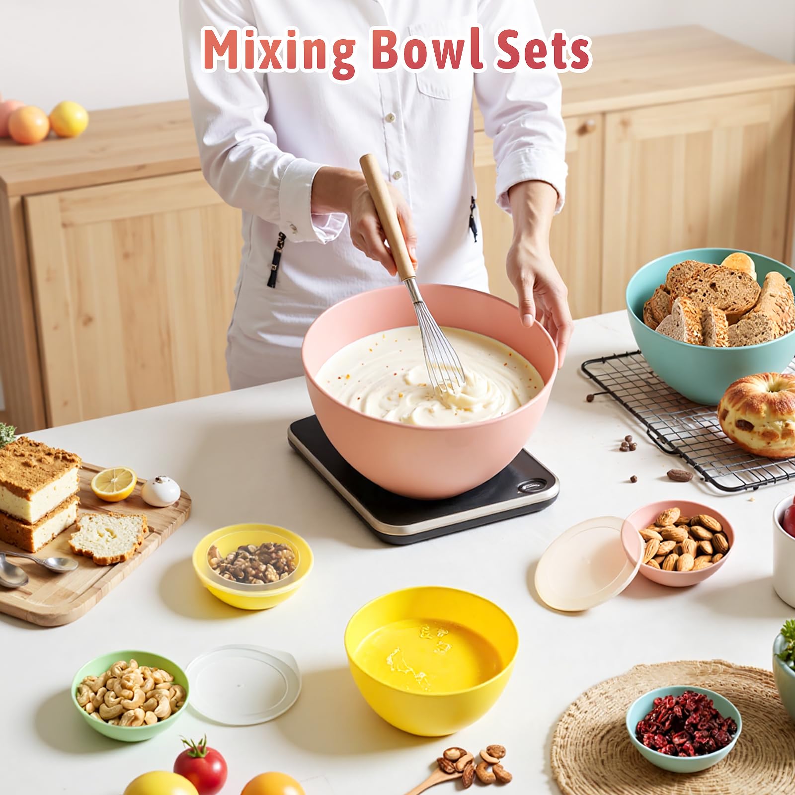 Freshmage large bowls in four colors for easy color-coded prep and storage.