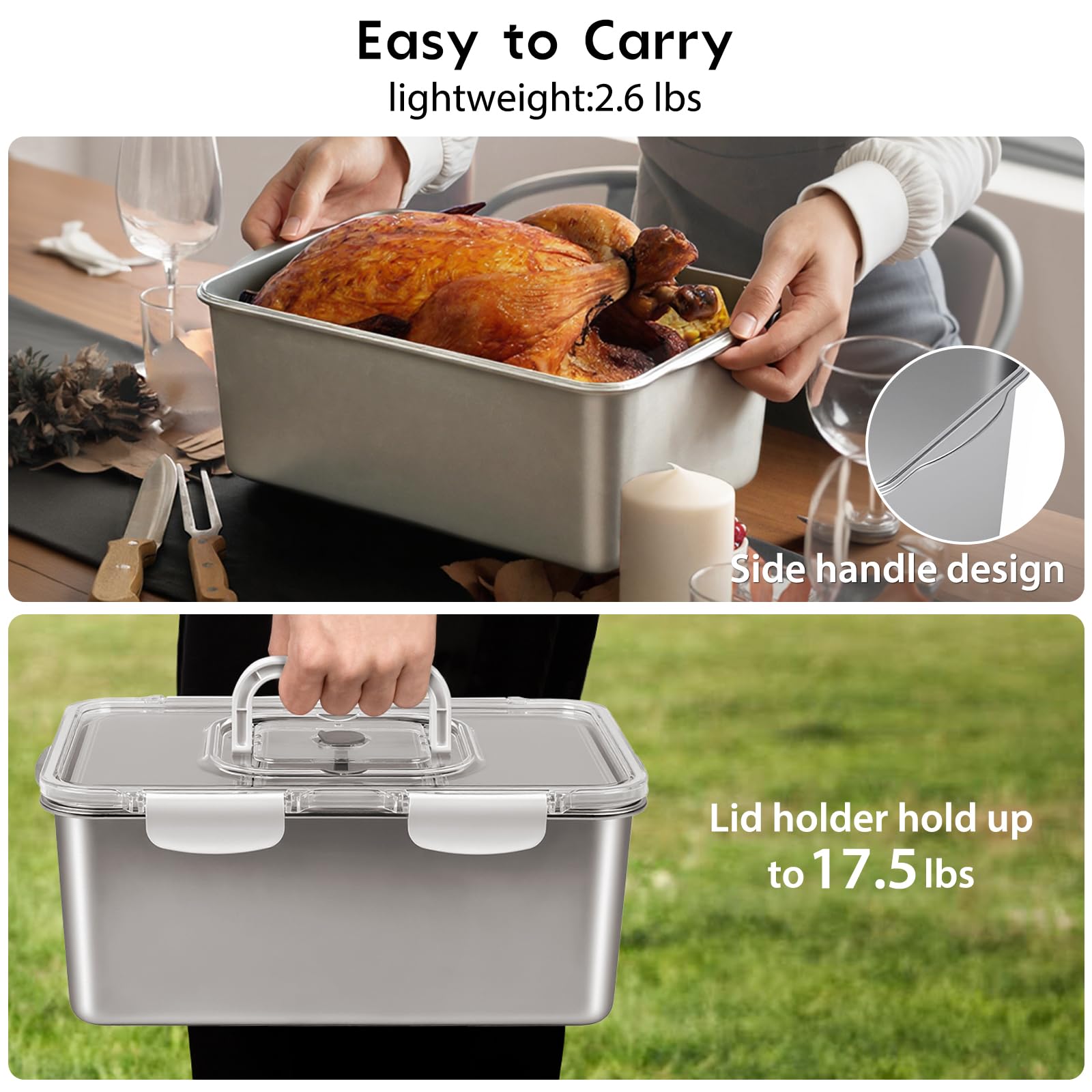 Freshmage locking snap lid ensures quick close and secure sealing after marination.
