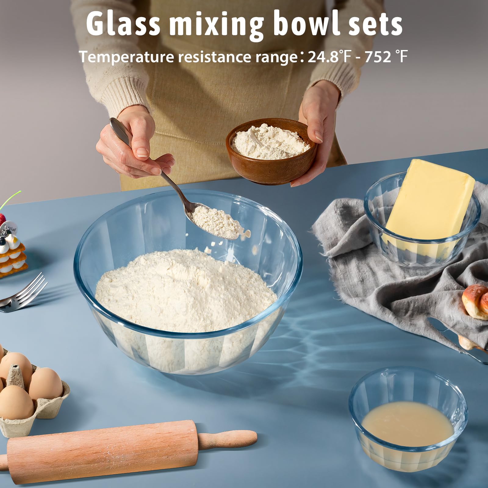 Freshmage 0-5qt glass mixing bowl with durable, clear glass