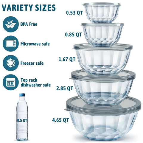 Freshmage 0-8qt glass mixing bowl for large salads and batter prep