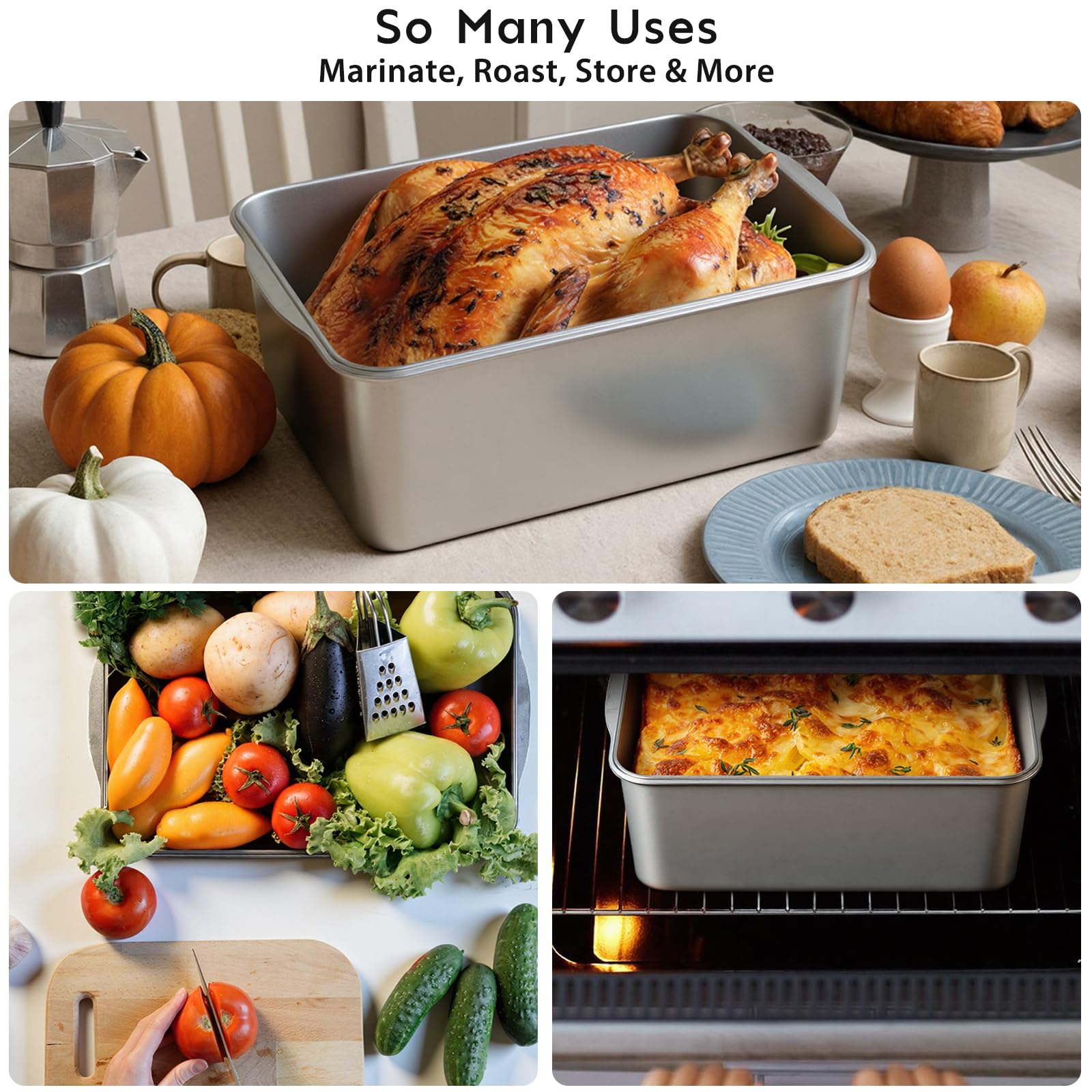 Freshmage oven-safe and dishwasher-safe container adapts from roasting to reheating with ease.