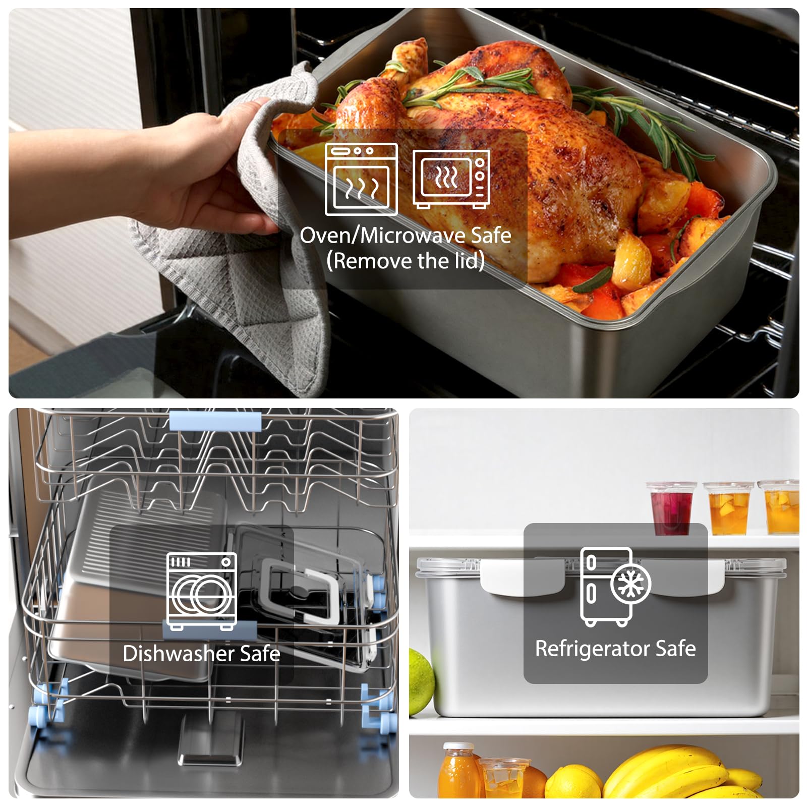 Freshmage portable handle design makes carrying meals to gatherings simple and comfortable.