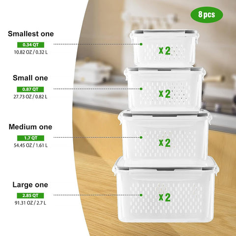 Freshmage removable colander image showing moisture drainage for quick rinses and prep.