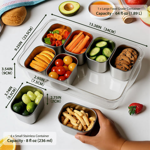 Freshmage Snackle Box lid securely snaps to preserve freshness during busy days.