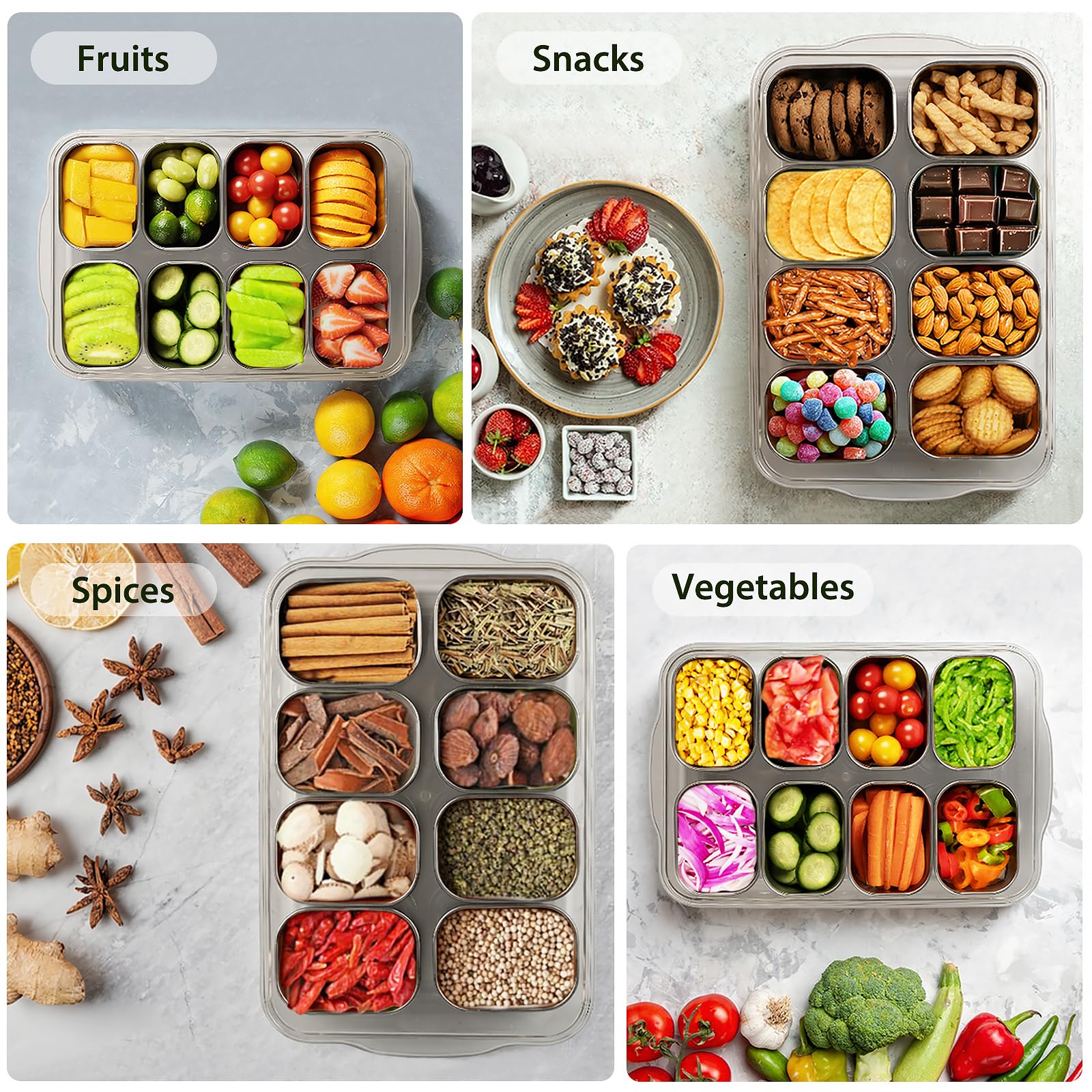Freshmage portable snack tray ideal for travel, office lunches, or outdoor events.