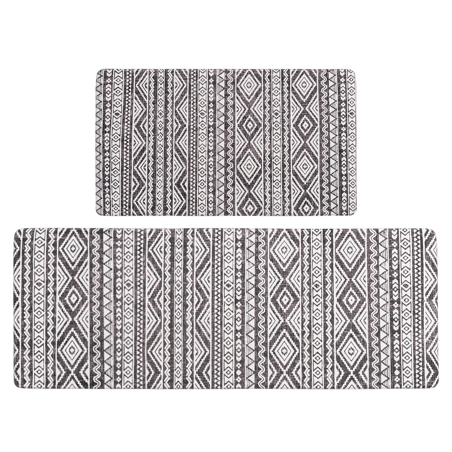 FreshMINT anti-fatigue kitchen mats two-piece set, front view, cushioned comfort for long kitchen tasks.