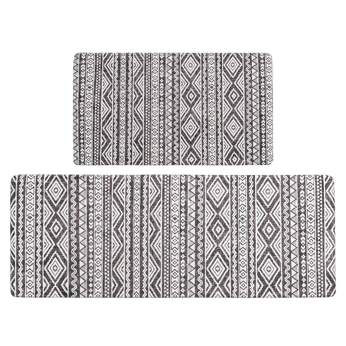 FreshMINT anti-fatigue kitchen mats two-piece set, front view, cushioned comfort for long kitchen tasks.