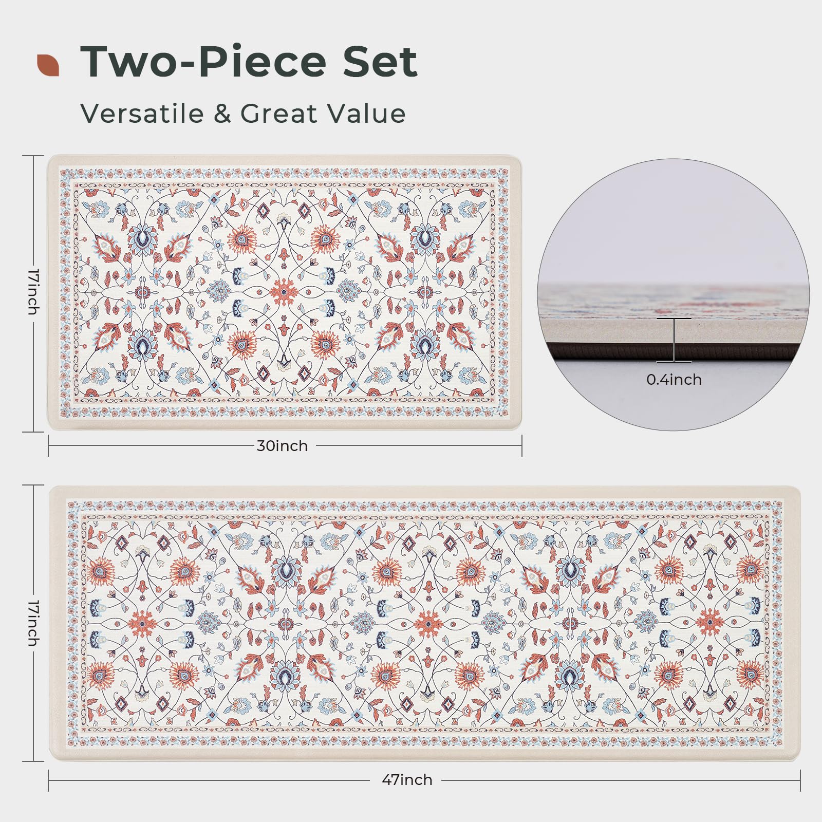 Freshmint durable kitchen rug stands up to busy kitchen traffic.