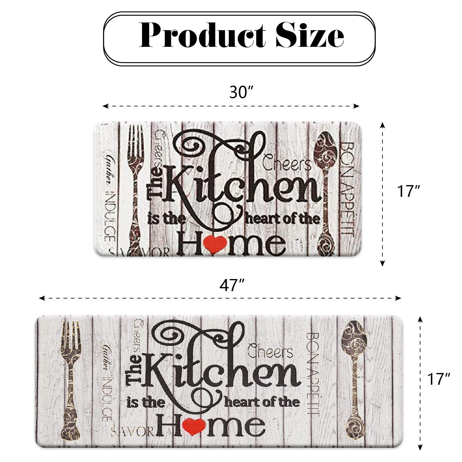 FreshMint farmhouse kitchen mat 47x17 with extended support.