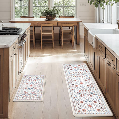 Freshmint floral vintage kitchen mat 17x30 complements classic decor.