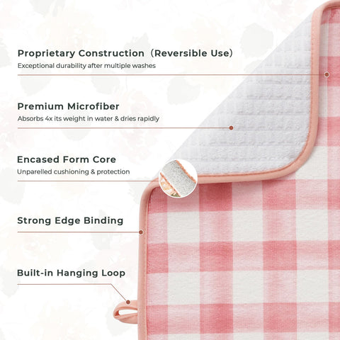FreshMINT fruit-pattern drying mat protects surfaces while drying dishes with quick absorption.