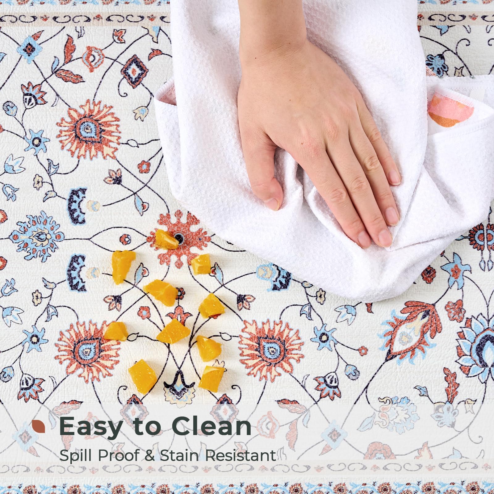 Freshmint waterproof mat cleans easily with a damp cloth.