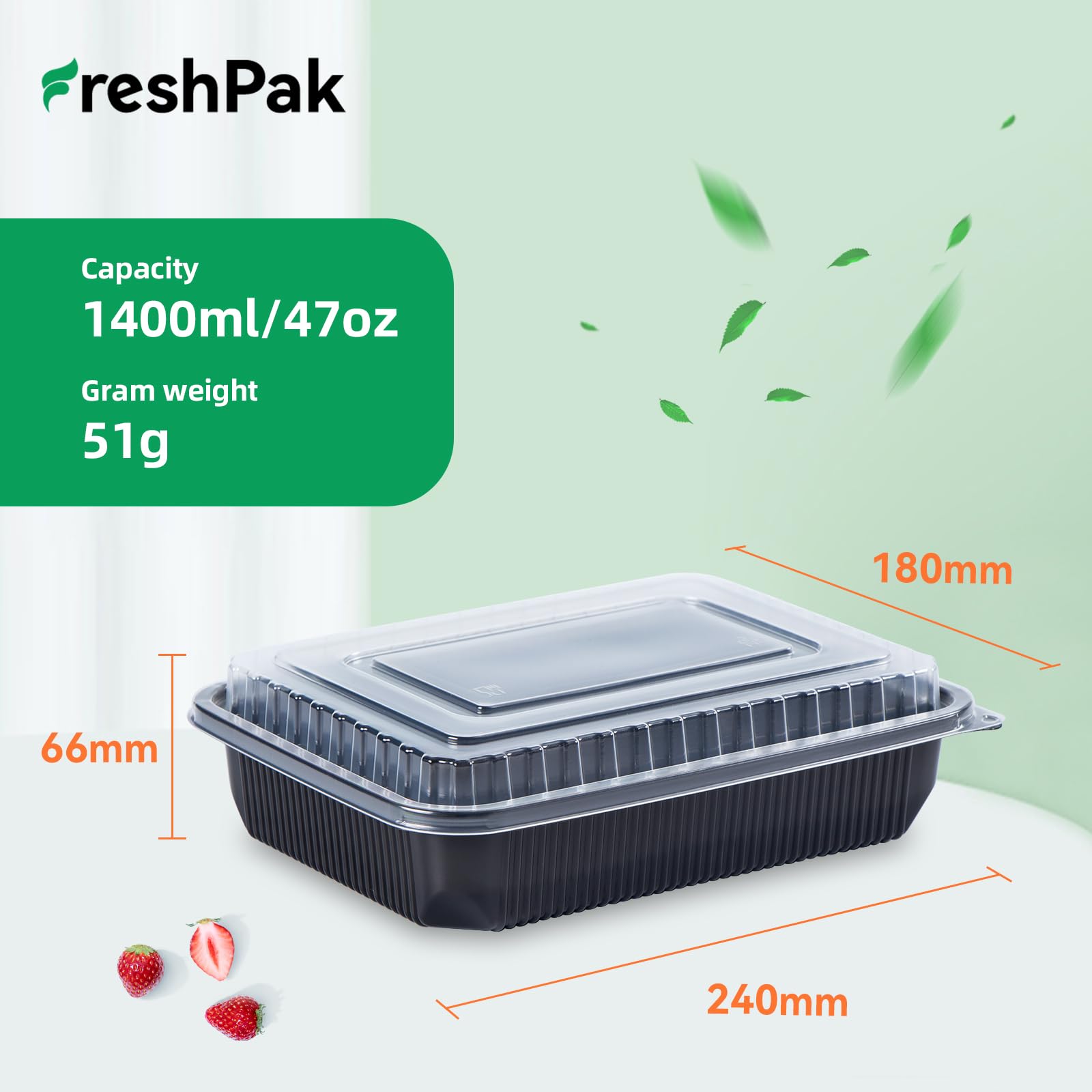 FreshPak BPA-free PP material keeps meals safe from freezer to microwave.