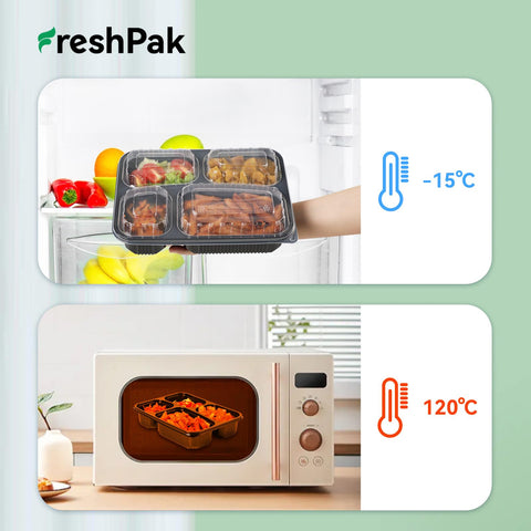 FRESHPAK stackable containers save fridge space and simplify storage.