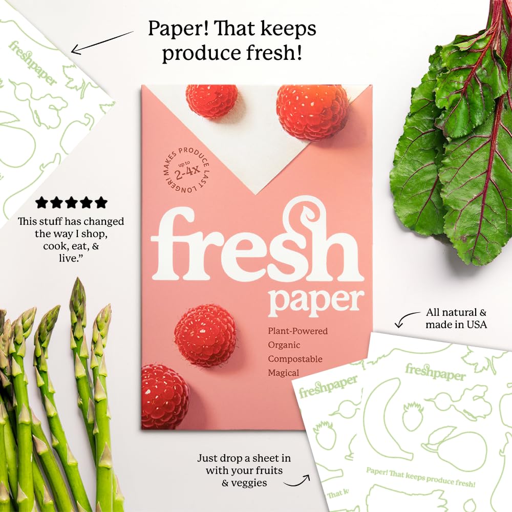 FRESHPAPER sheets in a fruit bowl help keep produce fresh longer.