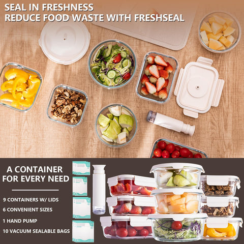 FreshSeal secure lids with leakproof design shown on containers for transport.
