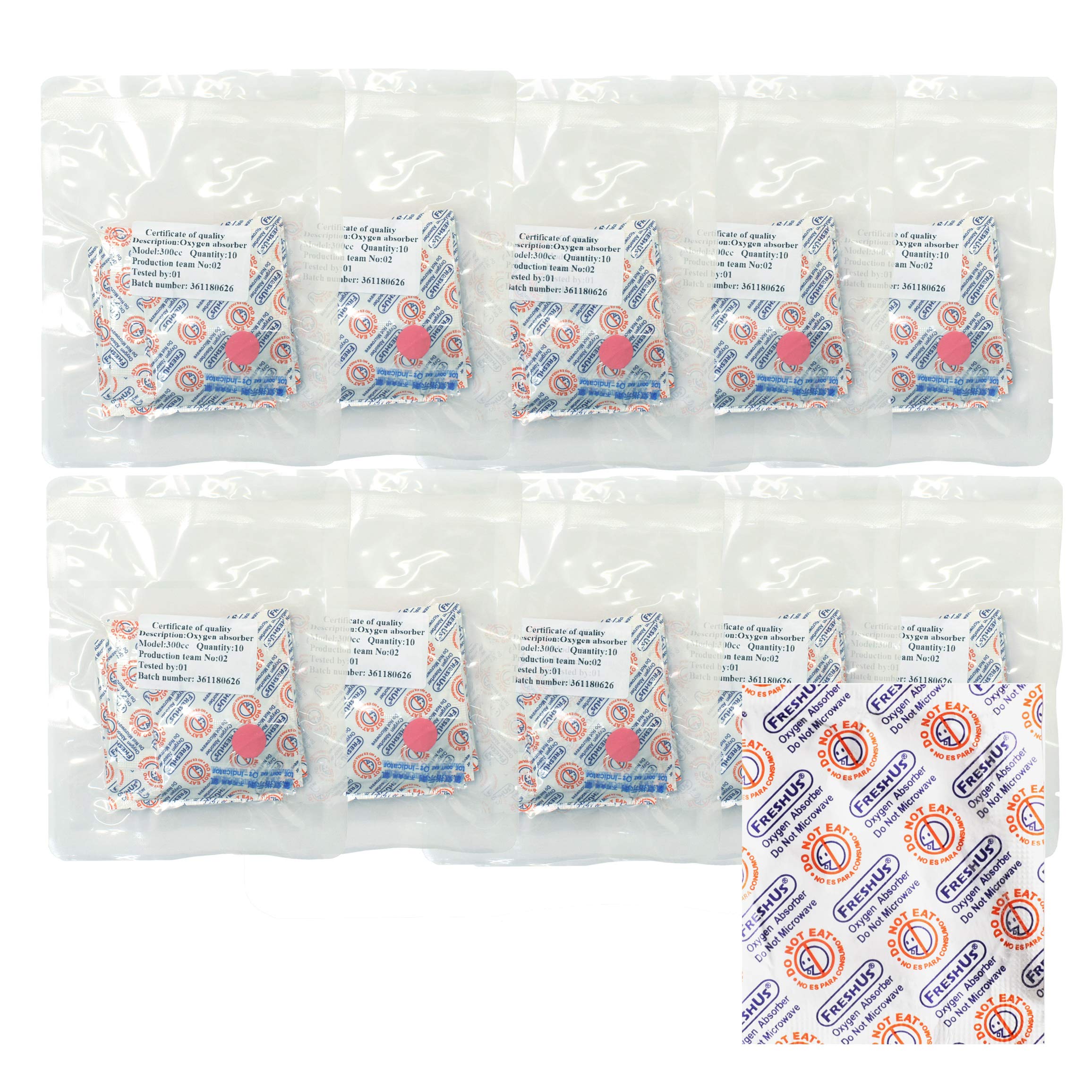 FreshUs 300cc Oxygen Absorber packaging showing compact kit for long-term storage.