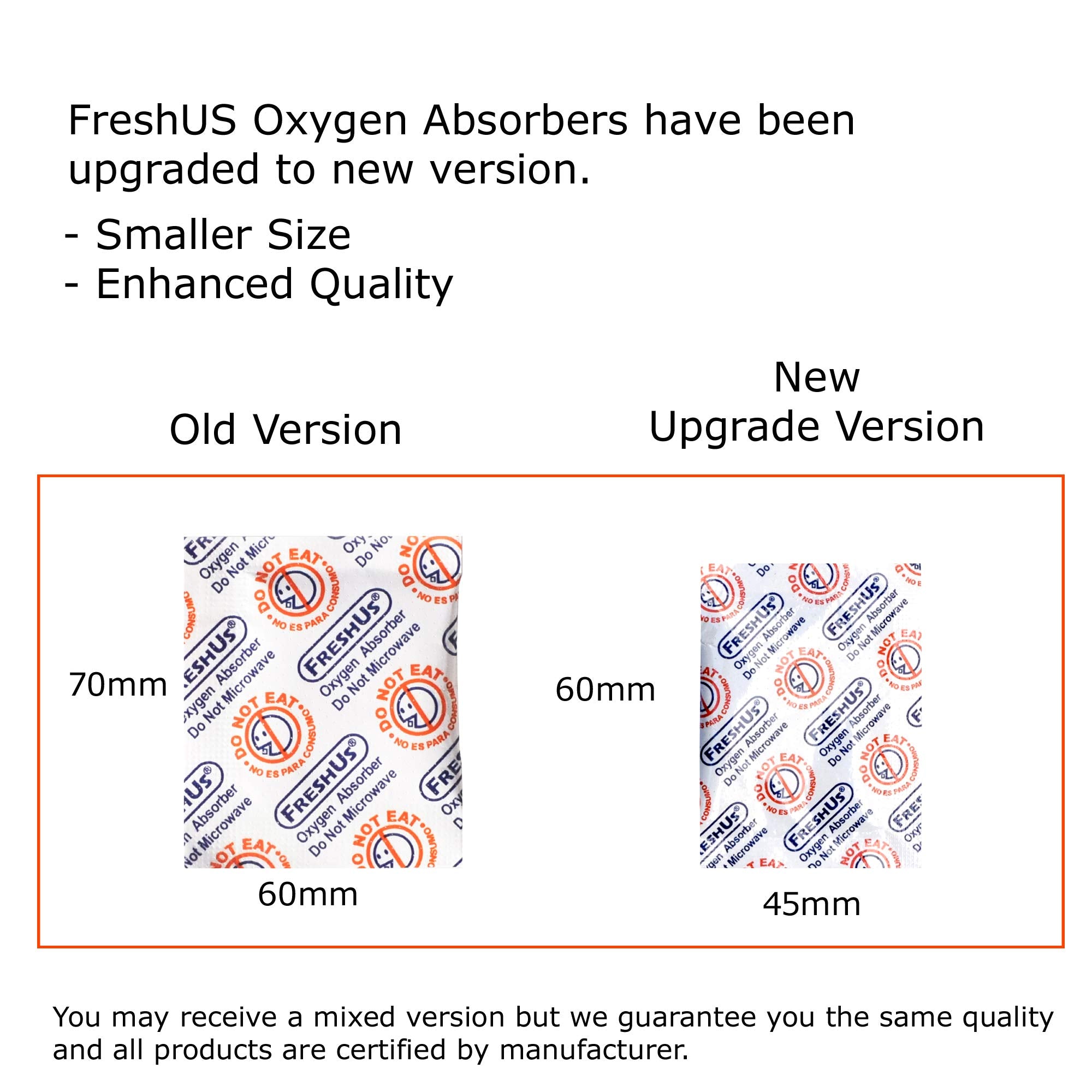 FreshUs oxygen absorber in a Mylar bag ready to extend shelf life.