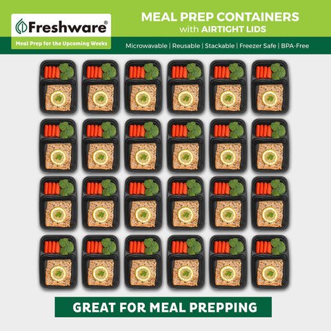 Freshware airtight lid seals to prevent spills during transport.