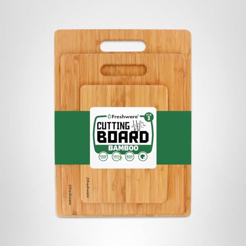 Freshware bamboo cutting board set helps organize cross-ingredient prep