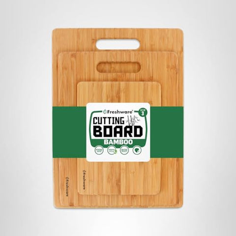Freshware bamboo cutting board set helps organize cross-ingredient prep
